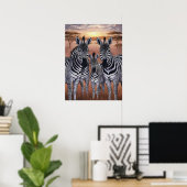Drei Zebras-Weiden auf der Wiese Poster (Heimbüro)