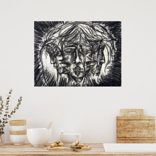 Drei Zeichnend Gesichter der Metallkrankheit Poster (Küche)