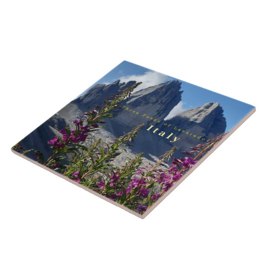 Drei Zinnen der Lavaredo-Wildblumen Italien Fliese (Seite)