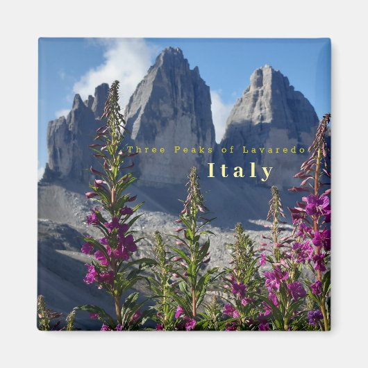 Drei Zinnen der Lavaredo-Wildblumen Italien Magnet (Vorne)