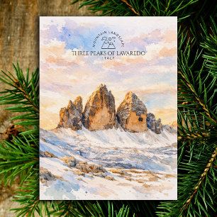 Drei Zinnen von Lavaredo Wasserfarben Berg Postkarte
