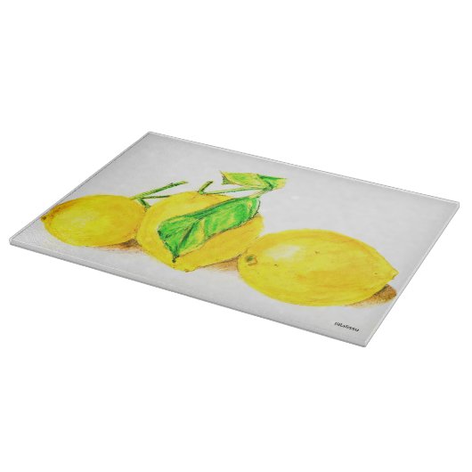 drei Zitronen Schneidebrett (Ecke)