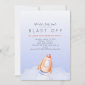Drei zwei Blasen von Weltraum Geburtstag Einladung (Vorderseite)