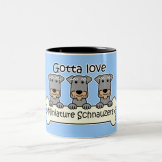 Drei Zwergschnauzer Zweifarbige Tasse