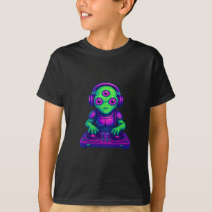 Dreiäugiger Alien-DJ – Retro-Pixel-Beatmaster T-Shirt