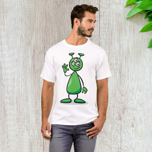 Dreiaugiger grüner Alien-Marsch-Cartoon T-Shirt