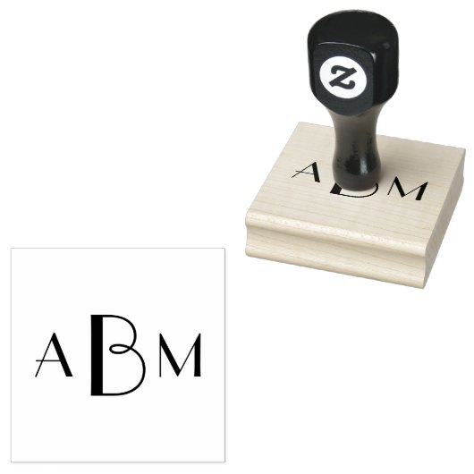 Dreibuchstaben-Monogramm-Initialen Gummistempel (Stempel)