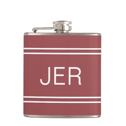 Dreibuchstabige Initialen Monogramm Dunkel Trendig Flachmann (Vorderseite)