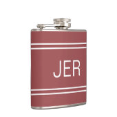 Dreibuchstabige Initialen Monogramm Dunkel Trendig Flachmann (Rechts)