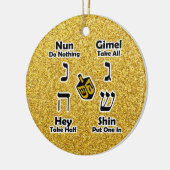 Dreidel Anweisungen glückliches Chanukka - Keramikornament (Links)