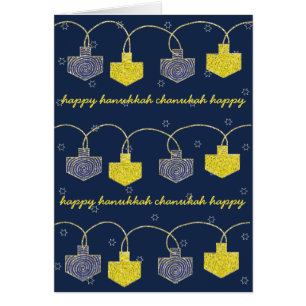"Dreidel Banner" Hanukkah Card w Envelope