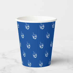 Dreidel-Blau-Weiß-Muster Hanukkah-Party Pappbecher