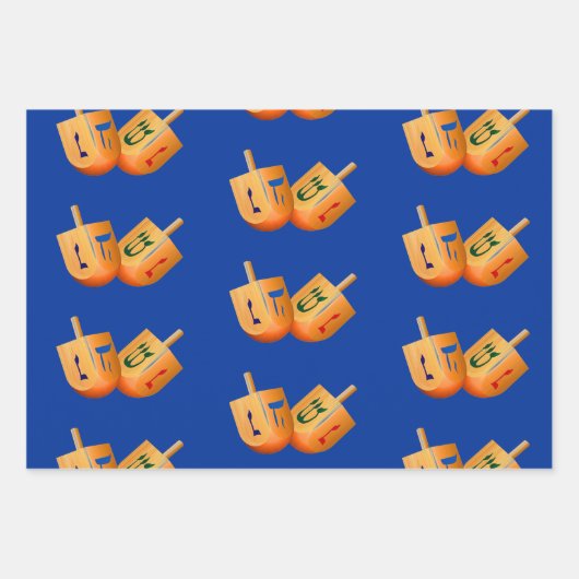 Dreidel Hannukah Holiday Wrapping Paper Geschenkpapier Set (Vorderseite)