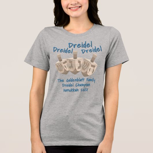 Dreidel Rustic Oak Champion Hanukkah Funny Tri-Blend Shirt (Vorderseite)