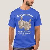 Dreidel Rustic Oak Funny Champion Hanukkah T-Shirt (Vorderseite)