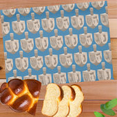 Dreidel Rustic Oak Hanukkah Pattern Challah Cover Geschirrtuch