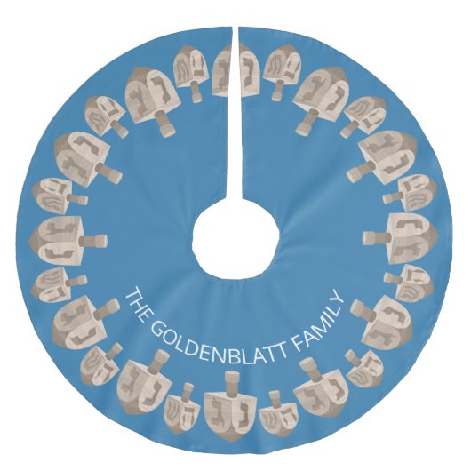 Dreidel Rustic Oak Hanukkah Pattern Chrismukkah Polyester Weihnachtsbaumdecke (Vorderseite)