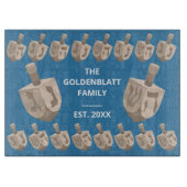 Dreidel Rustic Oak Hanukkah Personalisiert Challah Schneidebrett (Vorderseite)