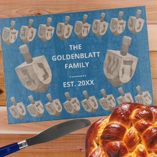 Dreidel Rustic Oak Hanukkah Personalisiert Challah Schneidebrett