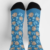 Dreidel Rustikale Eiche Optionale Monogram Hanukka Socken (Oben)