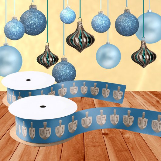 Dreidel Rustikale Oak Niedliches blaues Muster Han Satinband