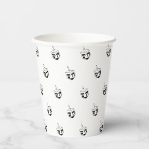 Dreidel Schwarz-weißes Muster Hanukkah modern Pappbecher