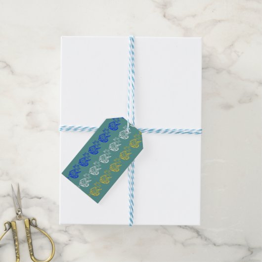 Dreidels + Sterne Geschenkanhänger (Mit Garn)