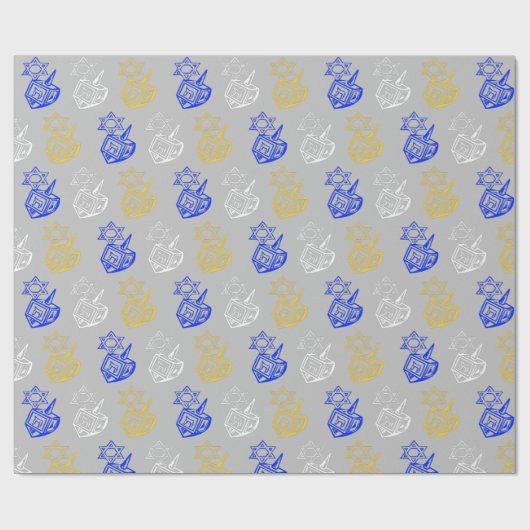 Dreidels + Sterne Geschenkpapier (Flach)