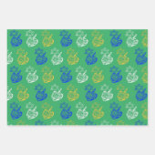 Dreidels + Sterne Geschenkpapier Set (Vorderseite 3)