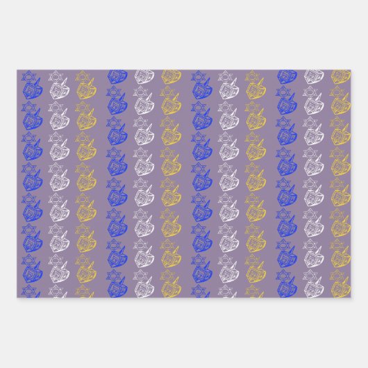 Dreidels- und Stars-Wrapping Paper Sheets Geschenkpapier Set (Vorderseite 2)