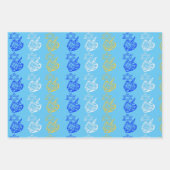 Dreidels- und Stars-Wrapping Paper Sheets Geschenkpapier Set (Vorderseite)