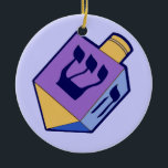 dreidimensionale Hängeverzierung Keramikornament<br><div class="desc">Ein zweiseitiges Ornament für Hanukkah. Ein altmodisches Kinderspielzeug. Ein dreieckiges blaues,  lila,  mariniertes und goldenes Gewand. Symbol des Glanzes auf der Vorderseite des Spinnens oben.</div>