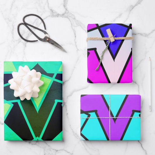 Dreieck-Abstrakt Geschenkpapier Set (Vorderseite)