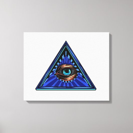 Dreieck blau mit Auge Augen Auge des Vorsehens Leinwanddruck (Vorderseite)
