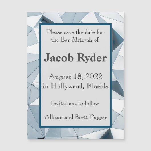 Dreieck-Blues MagnetSave the Date-Karte Magnetkarte (Vorderseite)