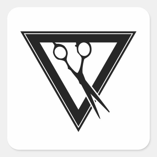 Dreieck der Haarschere Quadratischer Aufkleber (Vorderseite)