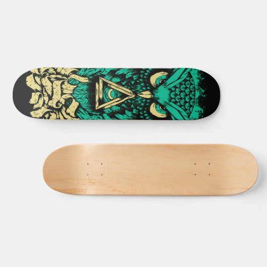 Dreieck-grüne Eulen-Skate Skateboard (Horizontal)