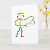 Dreieck spielender Stickman Karte (Gelbe Blume)