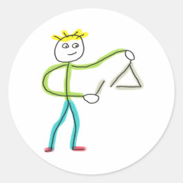 Dreieck spielender Stickman Runder Aufkleber