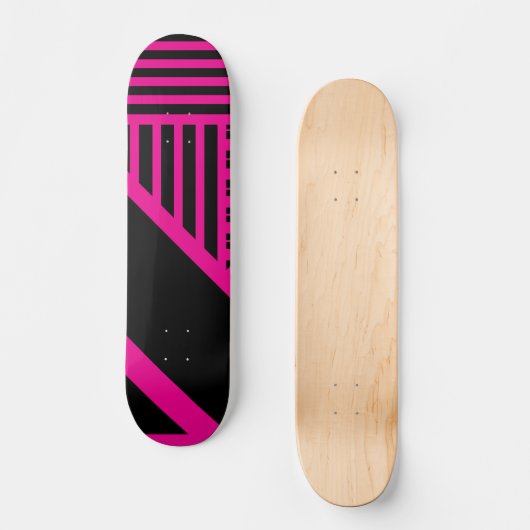 Dreieck Streifen in Magenta und Schwarz Skateboard (Vorderseite)