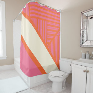 Dreieck Streifen in Rosa, Orange und Creme Duschvorhang