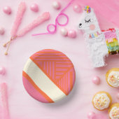 Dreieck Streifen in Rosa, Orange und Creme Pappteller (Party)