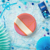 Dreieck Streifen in Rosa, Orange und Creme Pappteller (Party)