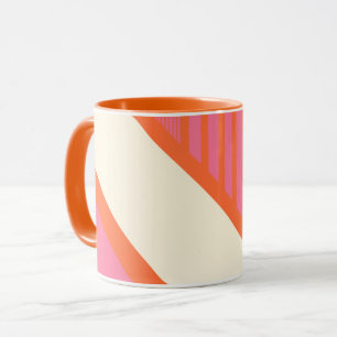 Dreieck Streifen in Rosa, Orange und Creme Tasse