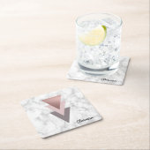 Dreieck-Weißmarmor des eleganten Rosengoldrosas Rechteckiger Pappuntersetzer (Vor Ort)