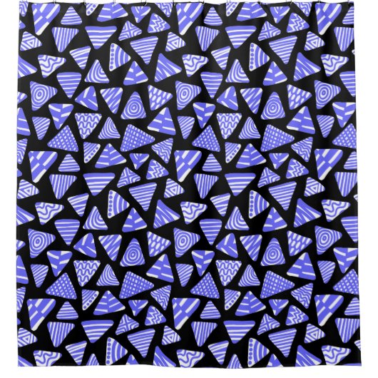 Dreiecke 240121 - Elektrisch-Blau und Weiß auf sch Duschvorhang (Vorderseite)