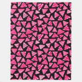 Dreiecke 240121 - Neon Red and White on Black Fleecedecke (Vorderseite)