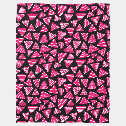 Dreiecke 240121 - Neon Red and White on Black Fleecedecke (Vorderseite)