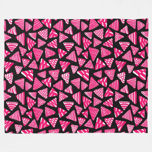 Dreiecke 240121 - Neon Red and White on Black Fleecedecke (Vorderseite (Horizontal))