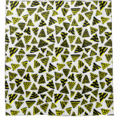 Dreiecke 240121 - Schwarz und Gelb auf Weiß Duschvorhang (Vorderseite)